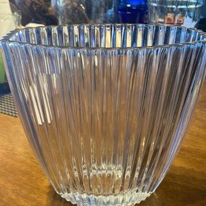 Mikasa crystal Diamond fire opal fluted vase. Japan like new